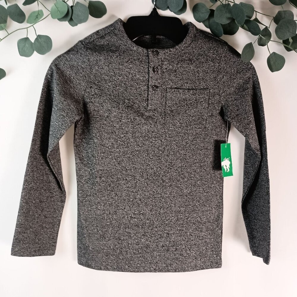👕 Dip Grey Long Sleeve Henley Shirt – Kids Size S (6–7) – NEW with Tags